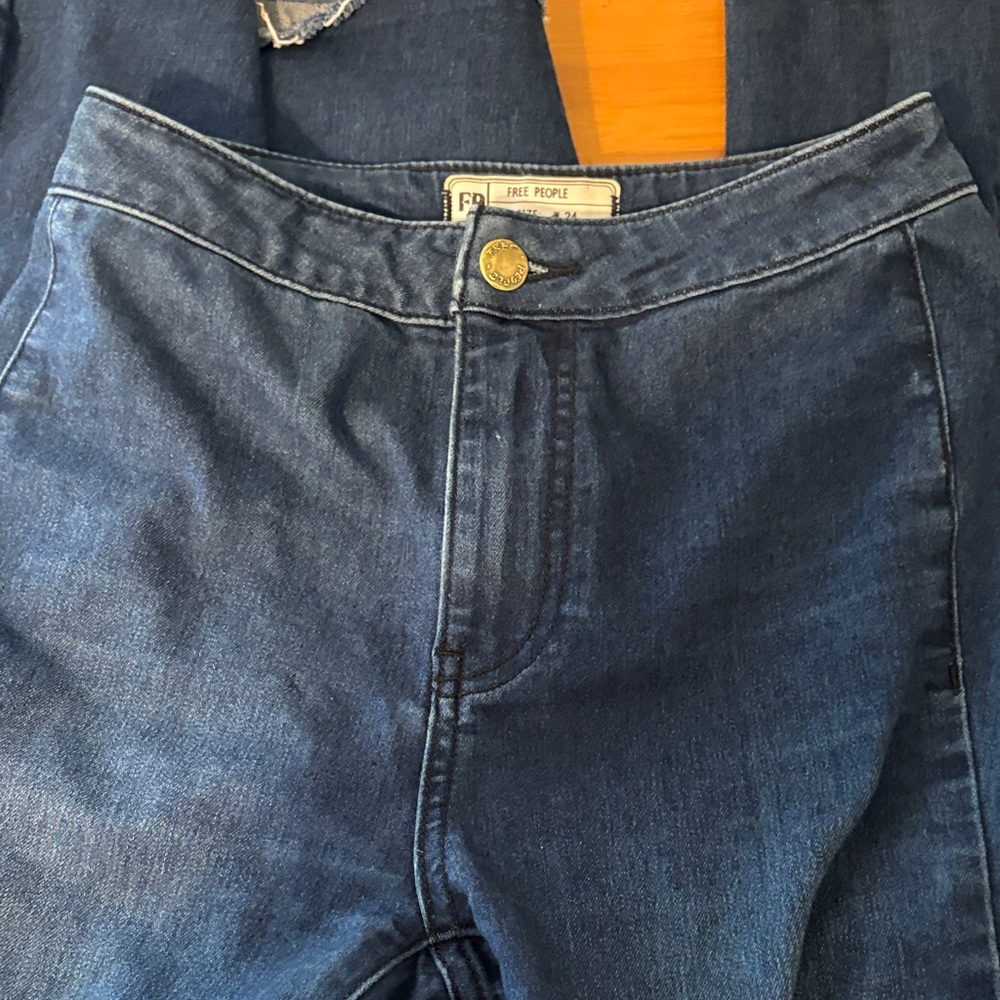 Free People High-Rise Dark Blue Denim Jeans